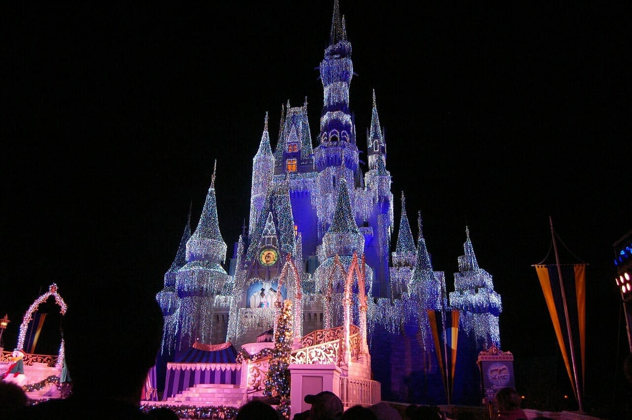 Magic Kingdom Castle Lights at night